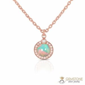 14k Rose Gold Vermeil Opal Necklace-Vibrance